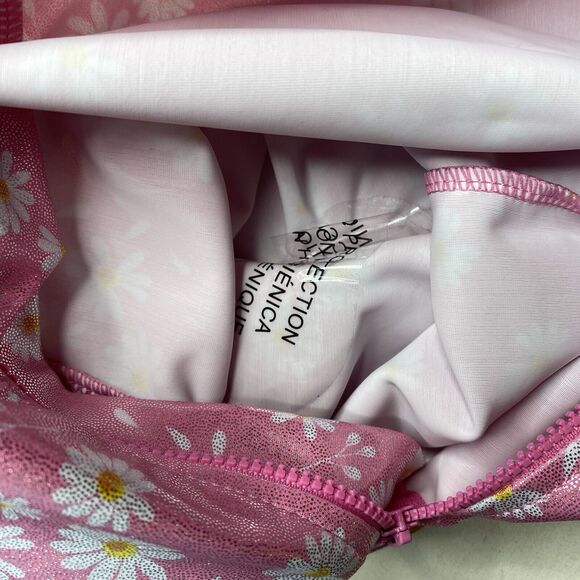 Real Love Baby Girls Shimmer Daisy Rashguard One Piece Pink Swimsuit 0-3 MO New - Picture 4 of 7